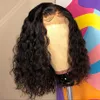 Curly curto bob peruca renda frontal perucas de cabelo humano para mulheres brasileiras pré -arrancadas 4x4 fechamento 13x4 HD Wave Deep Wave Frontal Wig