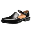 Elbise ayakkabıları siyah gündelik iş erkekler ayakkabı toka kayış yuvarlak ayak parmağı sandaletler 38-46 230823 ile erkekler için ayakkabı
