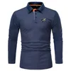 Mens Polos Men Long Sleeve Autumn Fashion Polo Shirts Slim Fit Business Casual 230823