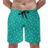 Herren -Shorts Sommerbrett Bananendruck Sport grün gelbes Muster Strand Kurzhose Freizeit schnelle trockene Schwimmstämme großer Größe große Größe