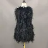 Casual Dresses Lady Fashion Summer Feather Dress Sexy Backless Women's Strap Medium Length Ostrich S5659