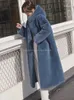 2023 New Women Women Winter Faux Pur Coat Capuzes Casacos de pele longos grossos Pray fêmea solta sobretola solta