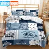 Sängkläder sätter nautiska havsfartyg Sängkläder Set Däcke Cover 3st Home Textile For Kids Adult Bedding Set Double Size Home Decor 230823