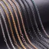 Chaînes 1pc non fondu en acier inoxydable taille 2/2.2/2.5mm 45/60cm collier de chaîne longue pour hommes femmes bijoux accessoires en métal de mode
