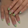 Faux ongles longs couverture complète vert bord français pointes d'ongles amande détachable faux pour bricolage