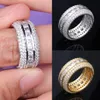 New Fashion 18K Gold & White Gold Blingbling CZ Cubic Zirconia Full Set Finger Band Ring Luxury Hip Hop Diamond Jewelry Ring for M2847