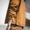 Jaquetas masculinas moda homens 2023 francês vintage caça jaqueta ameki único breasted multi bolso casual algodão workwear casaco