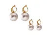 stud kshmir French Retro Style Simple Imitation Cotton Big Pearl Stud Hepburn أقراط للنساء المعلومات العليا 230823