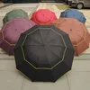 Ombrellas 130 cm di grandi dimensioni a doppio strato ombrello Donne pioggia Portproof pieghevole Parasolo da golf all'aperto per uomini affari