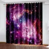 Curtain 3D Print Modern Milky Way Stars Glow Purple Under The Night Sky 2 Pieces Shading Window For Living Room Bedroom Decor