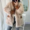 Faux manteau en fourrure pour femme, mi-long, ample, épais, brossé, chaud, Style dame, Simple, tendance, vêtements d'extérieur, hiver 2023