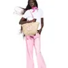 Avondtassen roze b straw tote dames mode boho weven handtassen vrouwelijke zomer strand vakantie schoudertas grote capaciteit shopper 230823