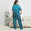 Kvinnors sömnkläder Summer Green Color Suit 5xl överdimensionerade pyjamas för hemkläder Fashion Polka Prickar Tryckbyxor Pyjama Set