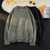 Męskie swetry zniszczone podrywane swetr mężczyzn Pullover Knitte Jumpers Zagraniczne Pullover HARAJUKU DŁUGO SŁUKACH TOPS KNITWEAR E177