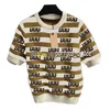 Luxus gestrickte Tops Frauen Jumper T -Shirt Kurzarm Buchstaben Tees Frau Strippe Strickhemd Hemd2450