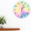 Wall Clocks Pink Purple Yellow Teal Green Gradient Large Clock Dinning Restaurant Cafe Decor Round Silent Home Decoration