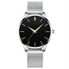 Montres-bracelets 2023 Mode pour hommes Ultra-mince Montre Casual Simple Business Acier inoxydable Mesh Band Quartz