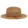 Basker Gemvie Summer Hat Panama Hats Hollow Out Straw For Men Women Leather Ribbon Large Brim Sun Beach Jazz Cap Fedora 230823