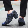 Dress Shoes Fashion Red Plaid Men's Dress Shoes Pointed Leather High Heel Shoes Men Height Increasing Wedding Shoes Men zapatos hombre 230824