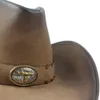 sboy Hats 100 Leather Men Western Cowboy Hat For Gentleman Dad Fedora Sombrero Hombre Caps Size 5859CM 230823