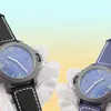 Nuovi orologi da uomo Orologi meccanici automatici Cannoniera in pelle blu 44mm Montre de Luxe Hanbelson3886235