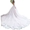 Wspaniałe sukienki ślubne A-Line Długie rękawy aplikacje koronkowe suknie ślubne