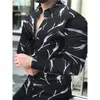 Casual shirts voor heren S-4XL Hoogwaardige Mode Men Hirted Shirt Designer Starry Sky Print Lange Mouw Tops Clothing Cardigan