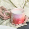 Kupalar İnci Gradyan Kupa Lüks Elektrokaplanmış Seramik Kahve Bardağı Ins Düzensiz Ofis Kahvaltı Sütü Sütü Sütü İçecek Yazılımı Hediyesi