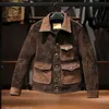Men's Jackets 2023 Top Camel Leather Three Pocket Jacket for Men Brand Vintage Coat Plus Size 6XL 230824