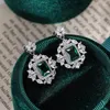 Stud Earrings Beautiful 925 Sterling Silver For Women Stylish Green Blue Zircon Sparkle Jewelry Women's Party