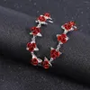 Charm Bracelets DasCus Sweets Alloy Red Rose Women Bracelet Korean Fashion Flower Luxury Quality Jewelry Christmas Gift To Girlfriend