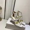 Chaussures de mariage Talons sandales de perles Femmes Chaussures En Cuir Véritable Avec Strass Bout Fermé Parti Brillant Bas Pompes Chaussures À Talons Hauts sac à poussière 35-42