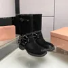 Designer Boot Women Boots Platform Bootie Vintage Motorcycle Booties Grunge Style Shoes Calfskin Boot Ladies Biker Boot Round Toe Chunky Boots Belt Buckle Shoe