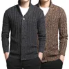 Men's Sweaters Warm Coats Thick Cardigan Sweater Men V-Neck Solid Slim Fit Knitting Button Men's Sweaters Korea Style Autumn Fashion Casual Top 230823