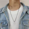 Correntes Triângulo de aço inoxidável pendente de ouro colar de prata de ouro Man Homem Colar Trendy Simple Style Geometric Metal Punk Jóias 2023