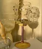 Wijnglazen Kleurrijke Edelsteen Decoratie Creatieve Cocktail Hoog Glas Hoog Borosilicaat Koreaanse Ins Stijl Ijs Yoghurt Beker 230824