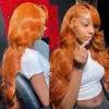 Body Wave Lace Front Wigs for Women Human Hair Pre Plucked Brazilian 30 40 Inch Orange Body Wave 13x6 Hd Lace Frontal Wig