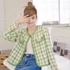 Giacche da donna giacca di lana di alta qualità Donne autunno inverno harajuku green tweed giacca da donna design di pista da corsa scaglie di streetwear 230823 230823