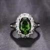 Cluster Rings High-end Temperament Oval Emerald Imitation Green Tourmaline Open Ring Female