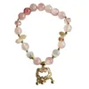 Charm Armbänder süße Luxus rosa Kristallperlen Armband Frauen Geburtstagsgeschenke Korean Grils Opal Langlebigkeit Schloss Pendellanzband Bankett Bankett