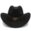 chapéus sboy wome masculino preto lã chapeu chapéu de cowboy ocidental jazz jazz sombrero hombre bon bargirl size 5658cm 230823