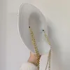 Basker White Straw Hat Pearl Chain Diy Flat Top Sun Korean Elastic Rand Beach Candy Color 230823