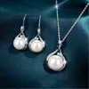 Luxury Women's pearl Jewelry necklace Ear stud Pearl sete jewelry set Retail and wholesale women's fine jewelry wwhite gold plated pendant charm chain classic