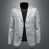 Ternos masculinos Brand Male Suit Male Blazer Print Print Menio Mens Chinês Impressão de Luxo Vintage Vestido Formal 4xl-S