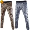 Moda Inverno de 2017 Slim Fit Mens Leopard Grãos Casual Joggers Men Men Fleece Hip Hop Lápis calças de prata de ouro2306