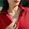 Kedjor 925 Silver Luxury Inlaid Heart-Shaped Moissanite Diamond Chain Romantic Gravity Elegant Temperament Lady's Halsband