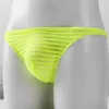 Sous-vêtements sexy hommes slips rayé taille basse culotte renflement poche tongs sous-vêtements ultra-mince respirant bikini string lingerie