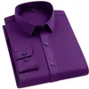 Camicie eleganti da uomo BAMBOOPLE Camicie da ufficio non stirabili da uomo Ultime morbide antirughe Business senza tasca Smart Causal Viola Slim Fit AEchoice 230824