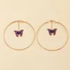 Brincos de Moda Brincho Butterfly Breathly Mulheres grandes anéis redondos Declaração Hip Hop Hoops Trendy Jóias coloridas exclusivas para menina