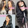 13x6 HD Transparent Body Wave Lace Frontal Wig for Women Preplucked 250% Density 28 30 Inche Brazilian Body Wave Human Hair Wig